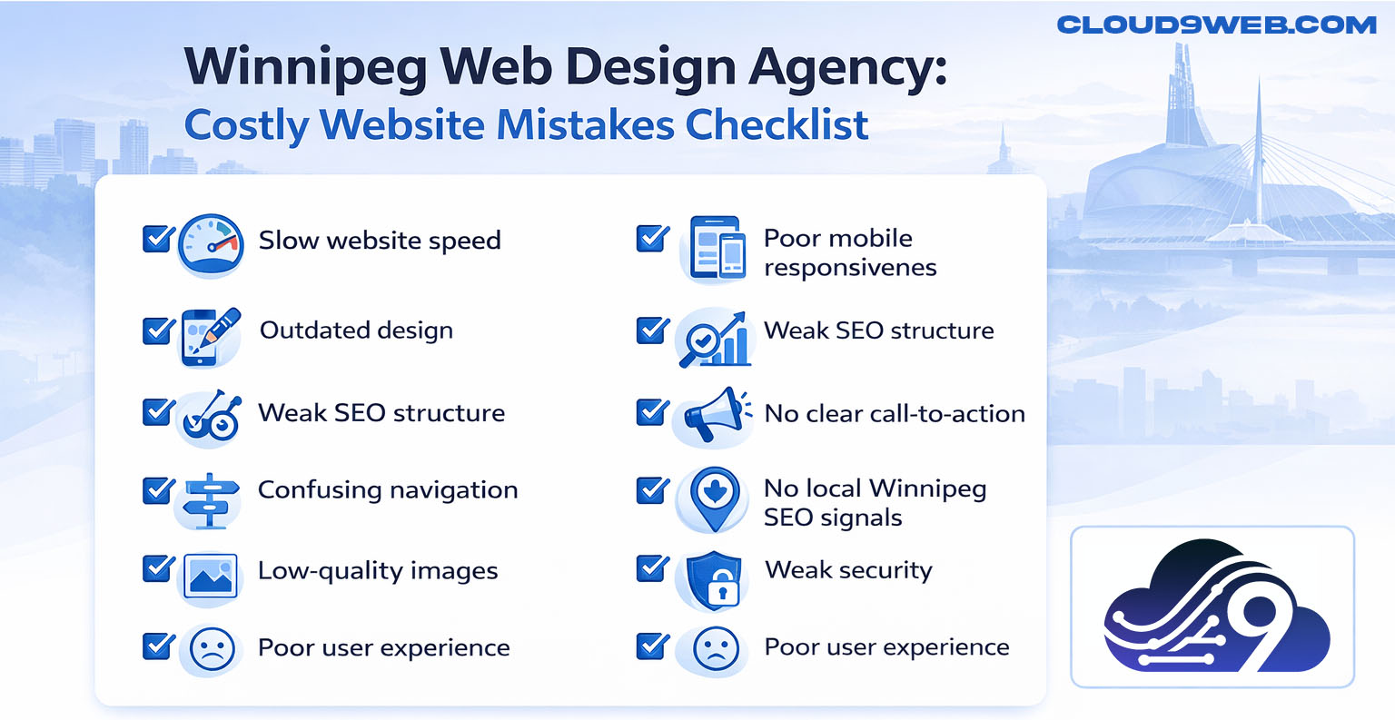 Winnipeg Web Design Agency checklist of costly website mistakes for local businesses